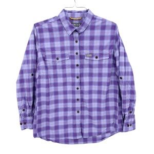 ARIAT Rebar Shirt Plaid Adjustable Long Sleeve Purple